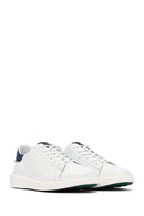 Men's White Lace-Up Thick-Soled Leather Sneakers | Derimod