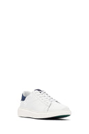 Men's White Lace-Up Thick-Soled Leather Sneakers | Derimod