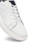 Men's White Lace-Up Thick-Soled Leather Sneakers | Derimod