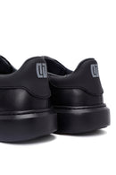 Erkek Siyah Bağcıklı Kalın Tabanlı Deri Sneaker | Derimod