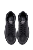 Erkek Siyah Bağcıklı Kalın Tabanlı Deri Sneaker | Derimod