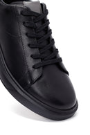Erkek Siyah Bağcıklı Kalın Tabanlı Deri Sneaker | Derimod