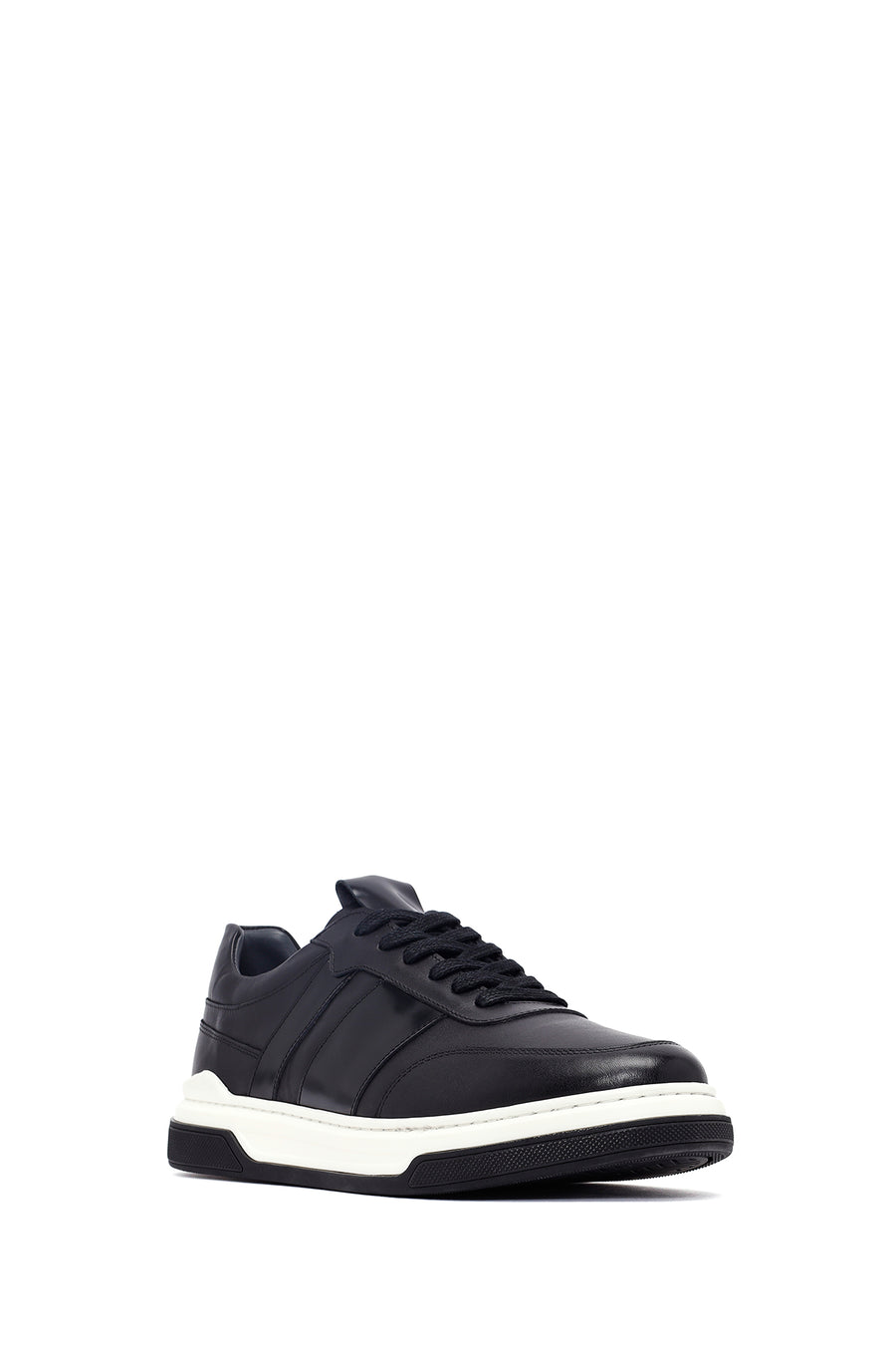 Erkek Siyah Bağcıklı Deri Sneaker