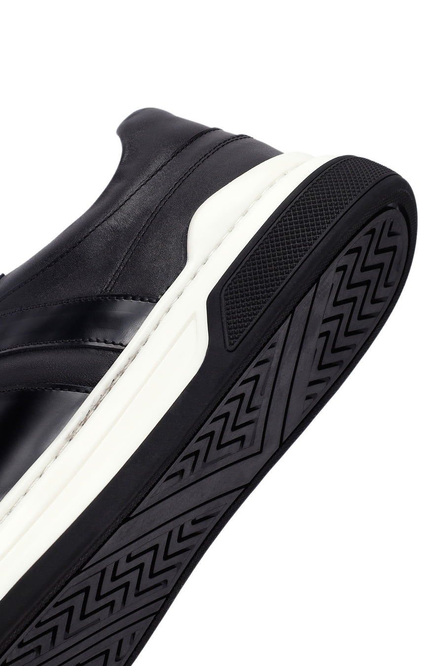 Erkek Siyah Bağcıklı Deri Sneaker