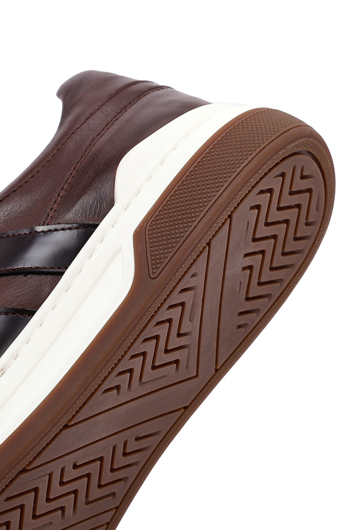 Erkek Kahverengi Bağcıklı Deri Sneaker