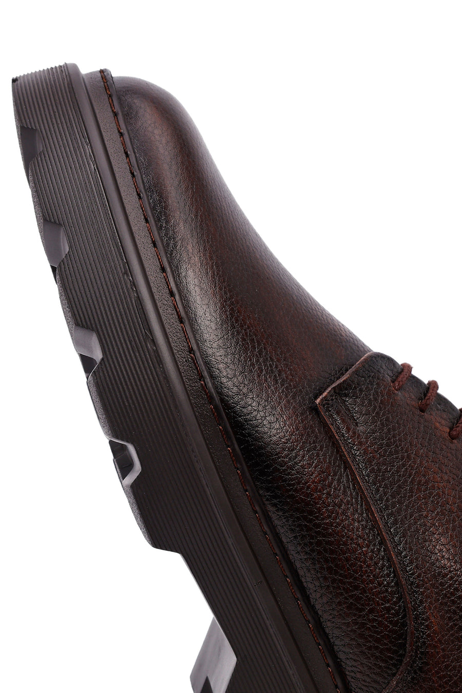 Men's Brown Lace-Up Thick-Soled Leather Casual Shoes