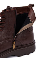 Men's Brown Zippered Thick Sole Leather Boat | Derimod