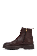 Men's Brown Zippered Thick Sole Leather Boat | Derimod
