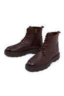 Men's Brown Zippered Thick Sole Leather Boat | Derimod