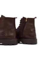 Men's Brown Zippered Thick Sole Leather Boat | Derimod