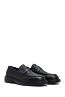 Male Black Leather Casual Loafers | Derimod