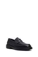 Male Black Leather Casual Loafers | Derimod