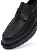 Male Black Leather Casual Loafers | Derimod