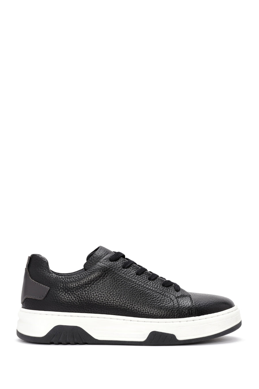 Men's Black Lace-Up Thick Sole Leather Sneakers 25WFD6885FT | Derimod