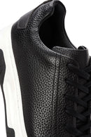 Men's Black Lace-Up Thick Sole Leather Sneakers | Derimod