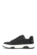 Men's Black Lace-Up Thick Sole Leather Sneakers | Derimod