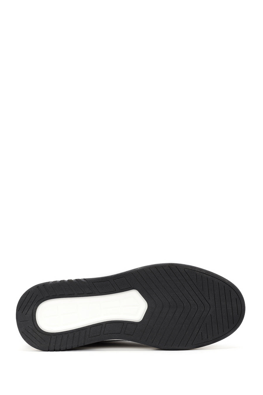Men's Black Lace-Up Thick Sole Leather Sneakers
