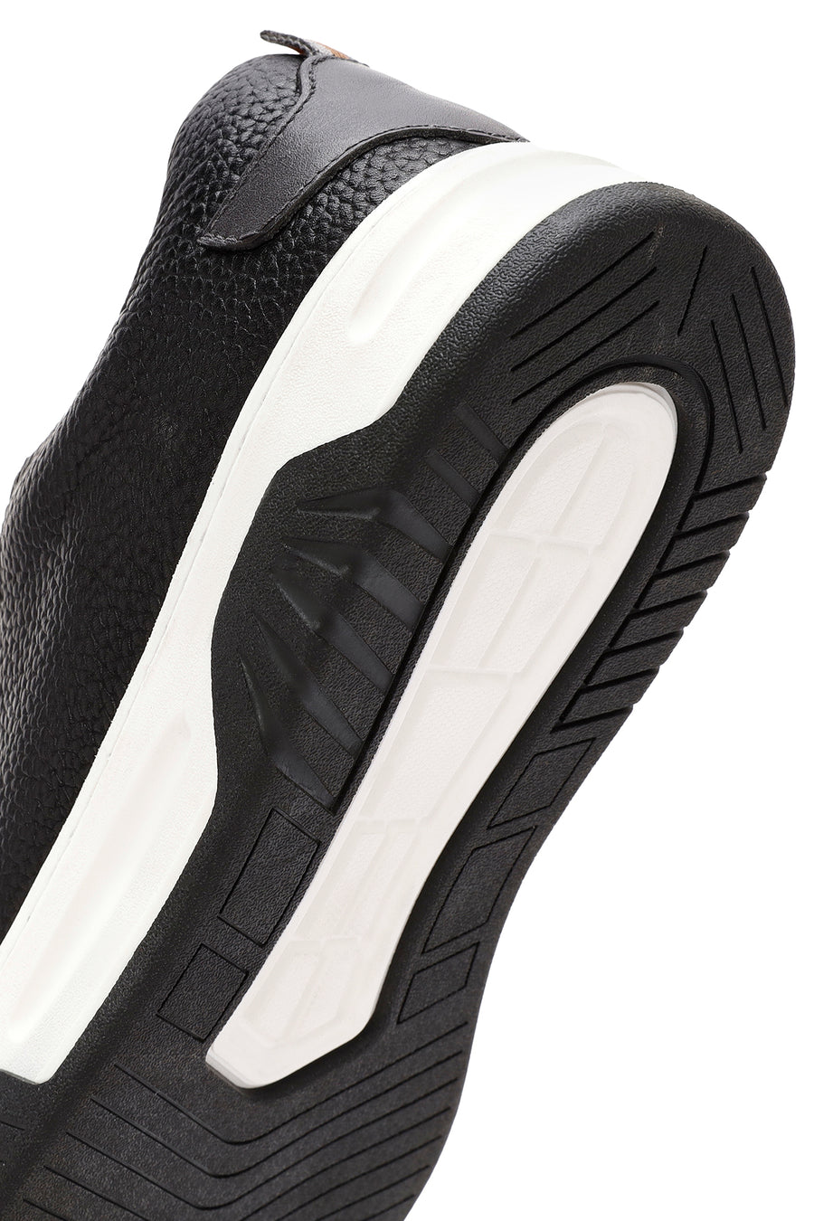 Men's Black Lace-Up Thick Sole Leather Sneakers