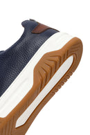 Men's Navy Blue Lace-Up Thick-Soled Leather Sneakers | Derimod