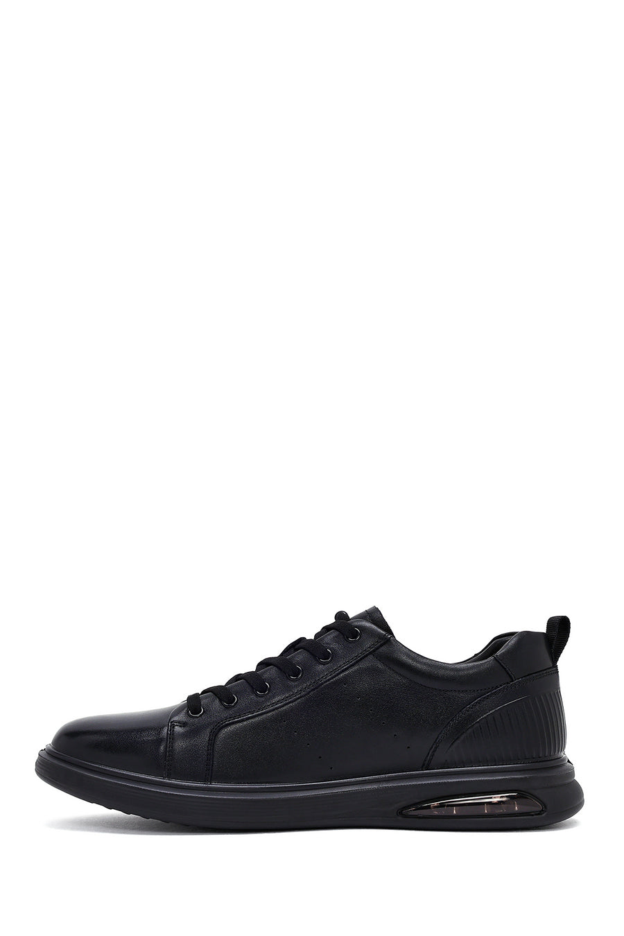 Men's Black Lace Up Leather Sneakers