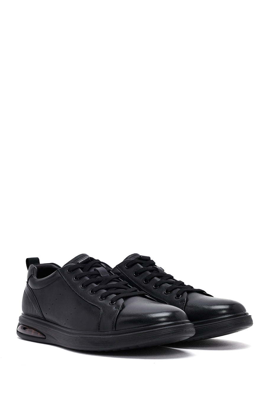 Men's Black Lace Up Leather Sneakers