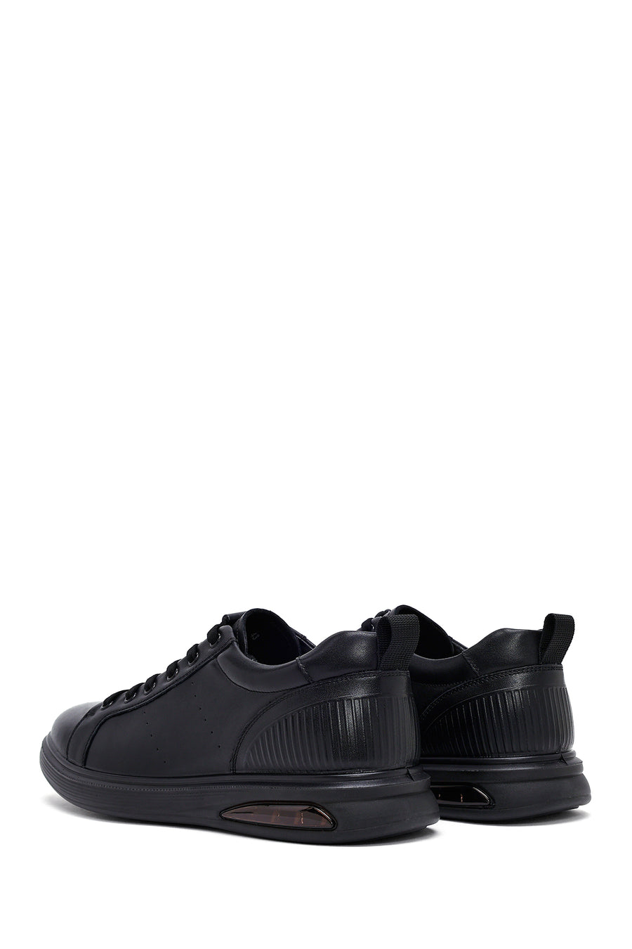 Men's Black Lace Up Leather Sneakers