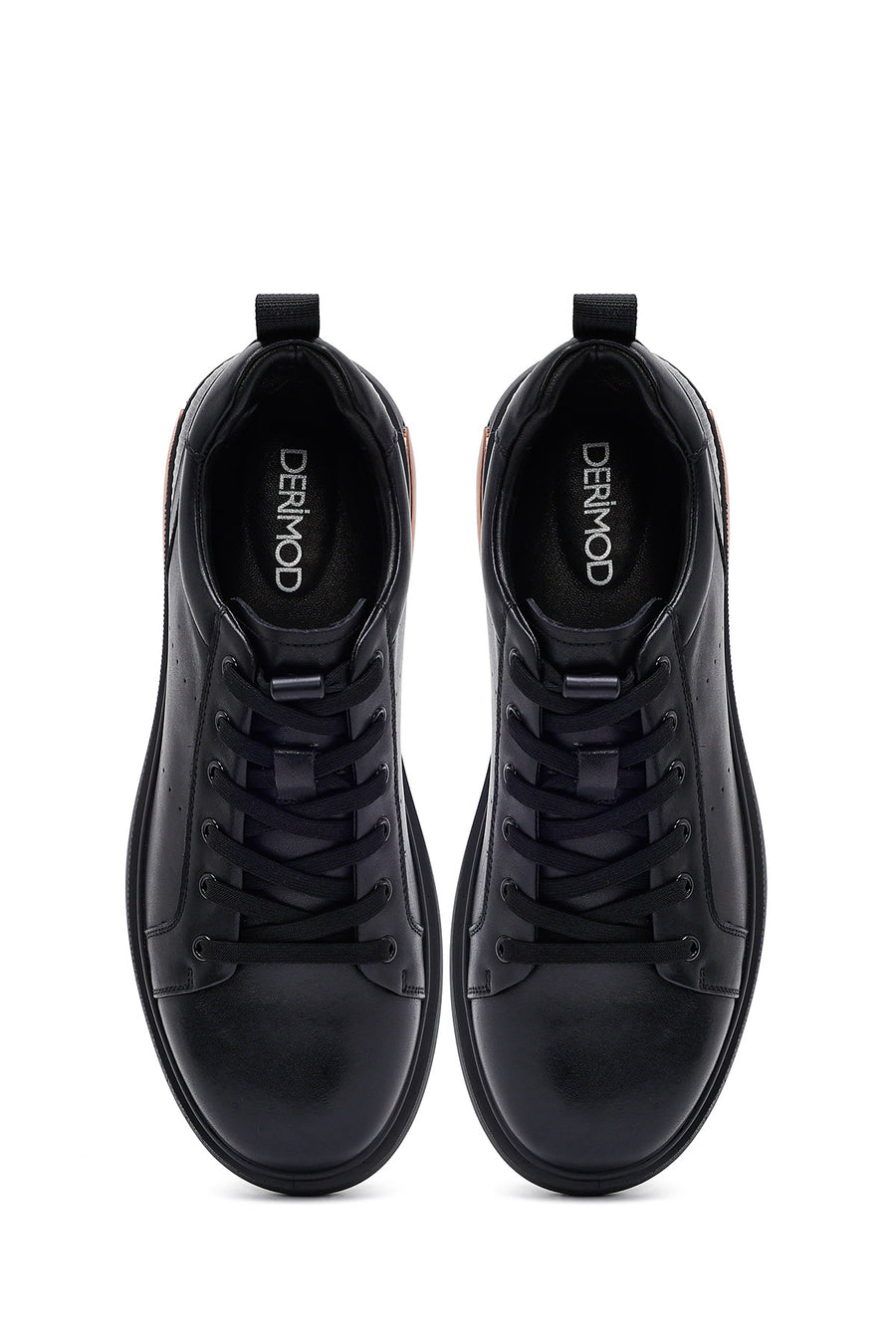 Men's Black Lace Up Leather Sneakers