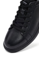Erkek Siyah Bağcıklı Deri Sneaker | Derimod
