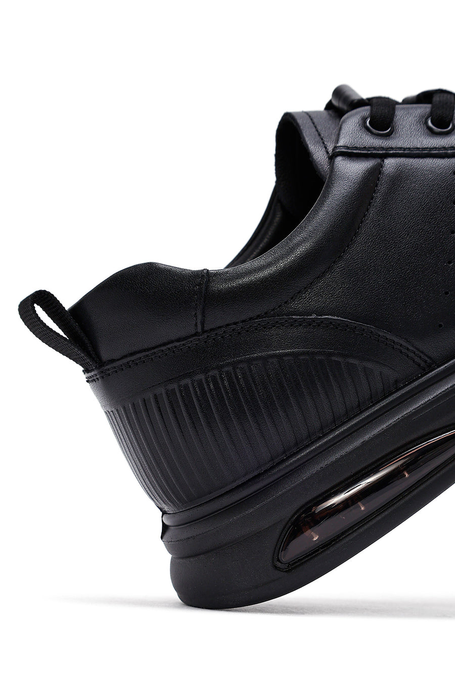 Men's Black Lace Up Leather Sneakers