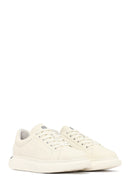 Men's White Lace-Up Thick-Soled Leather Sneakers | Derimod