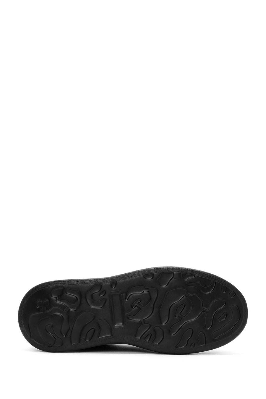Men's Black Lace-Up Thick Sole Leather Sneakers