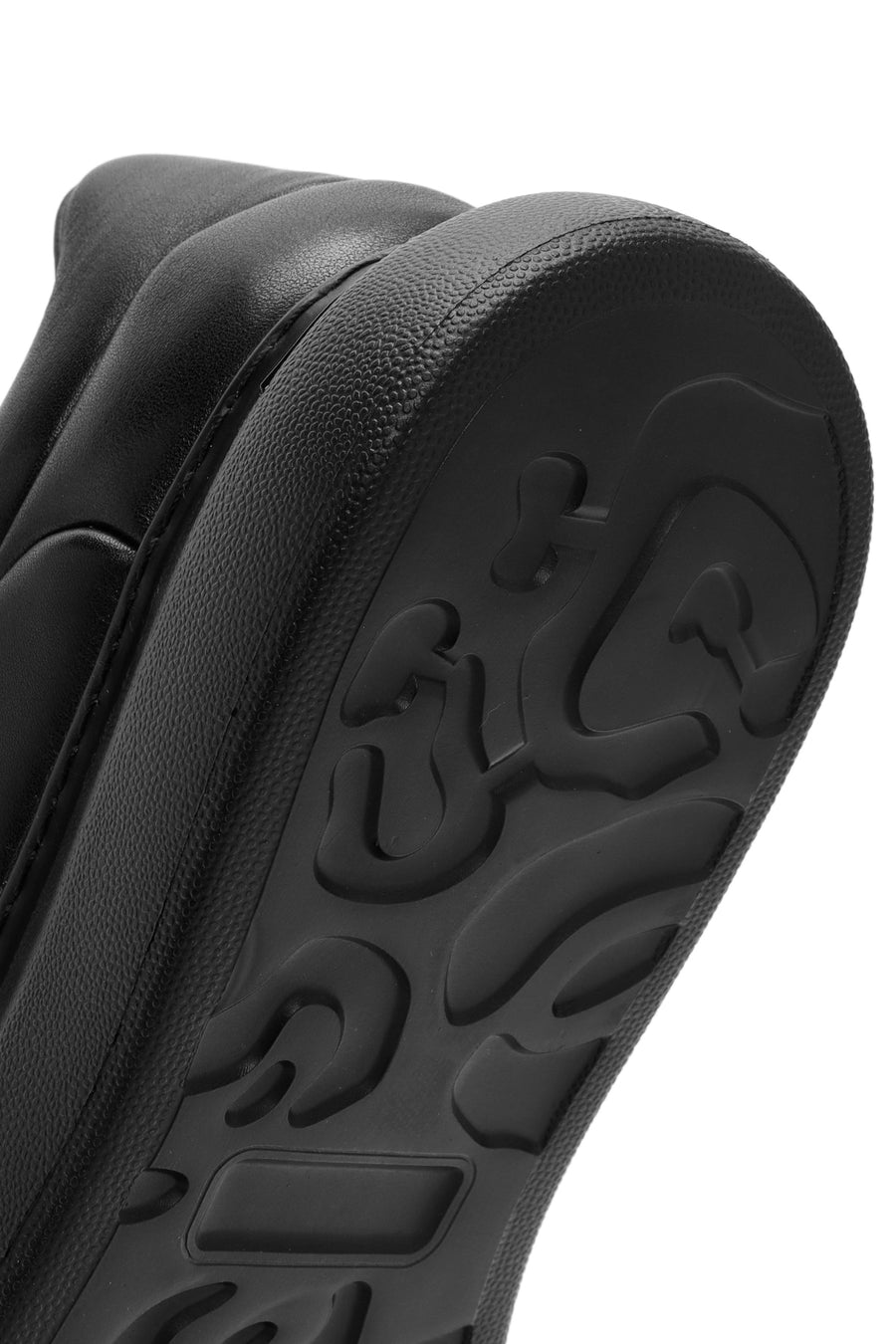 Men's Black Lace-Up Thick Sole Leather Sneakers