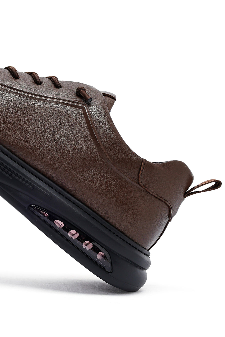 Men's Brown Lace-Up Leather Sneakers