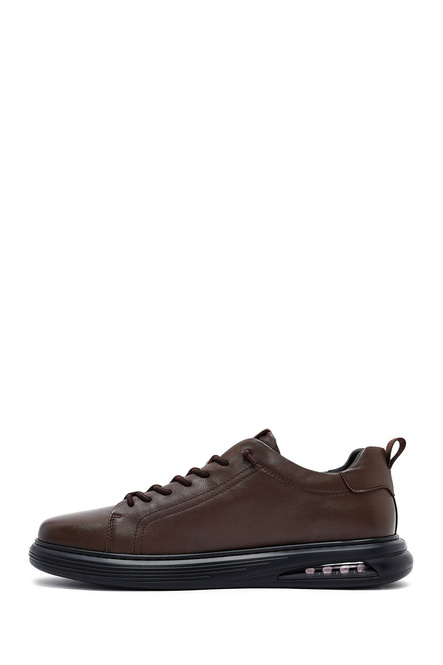 Men's Brown Lace-Up Leather Sneakers