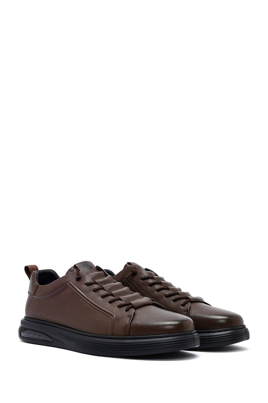 Men's Brown Lace-Up Leather Sneakers