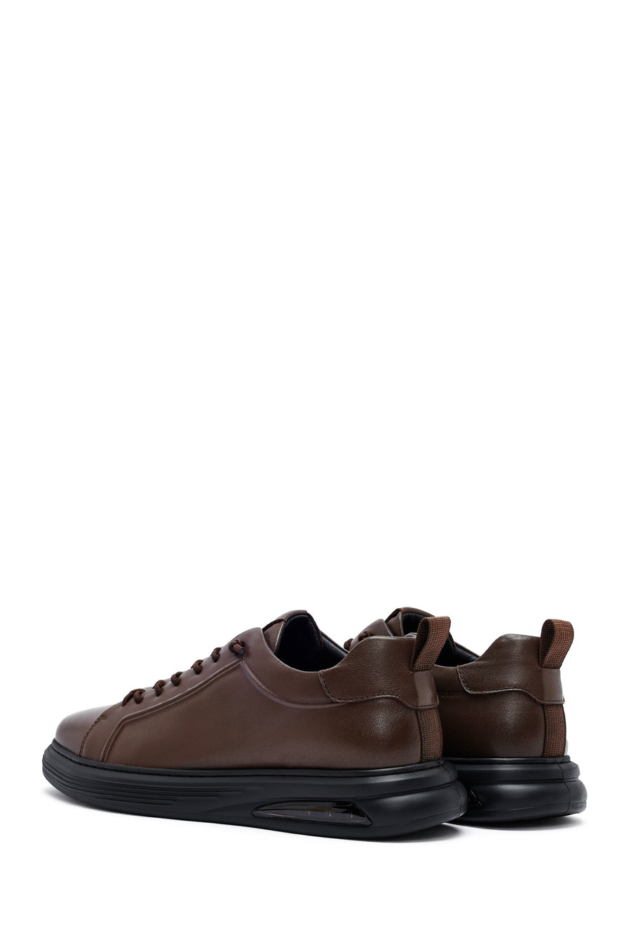 Men's Brown Lace-Up Leather Sneakers