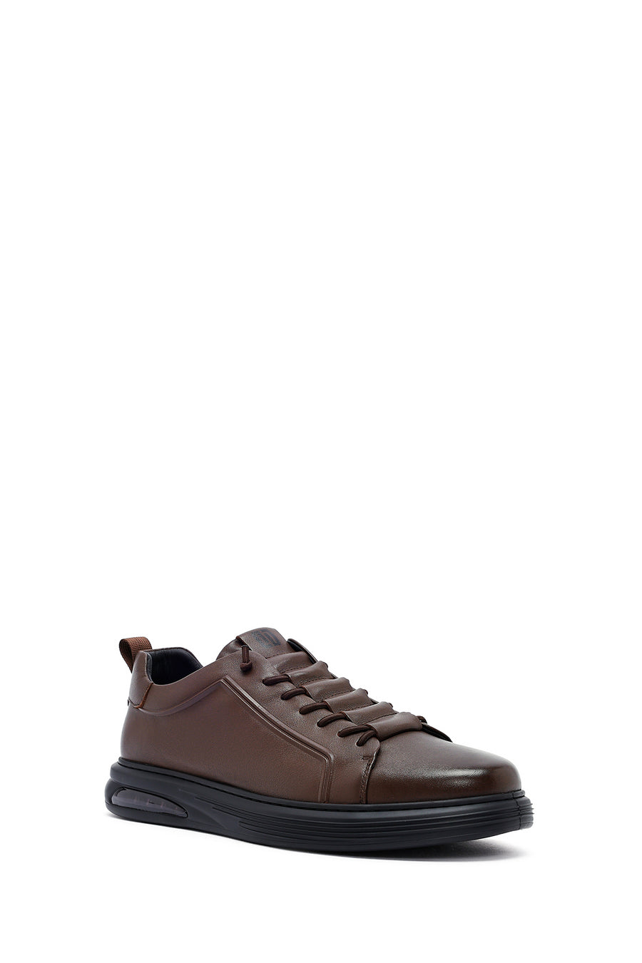 Men's Brown Lace-Up Leather Sneakers
