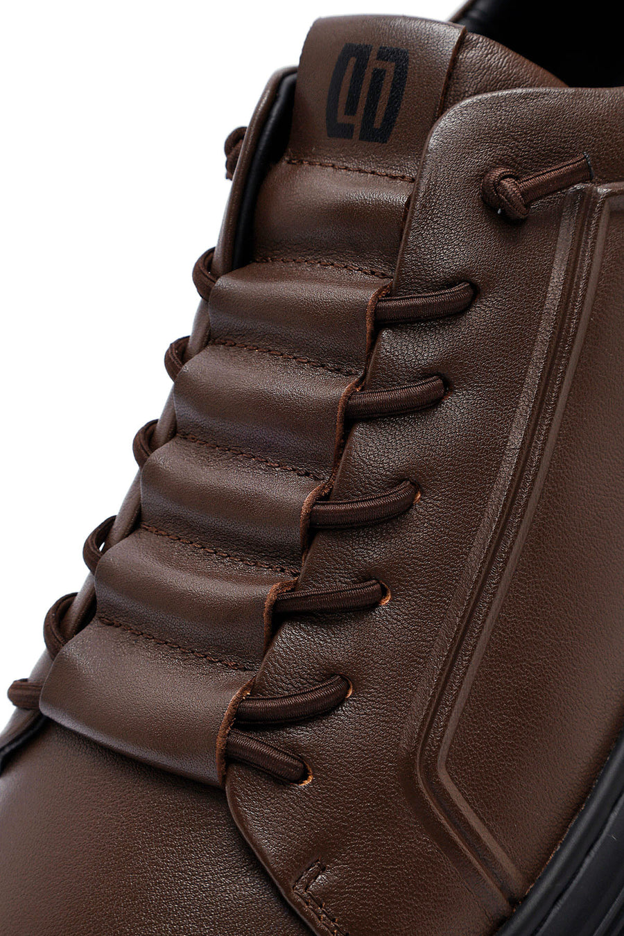 Men's Brown Lace-Up Leather Sneakers
