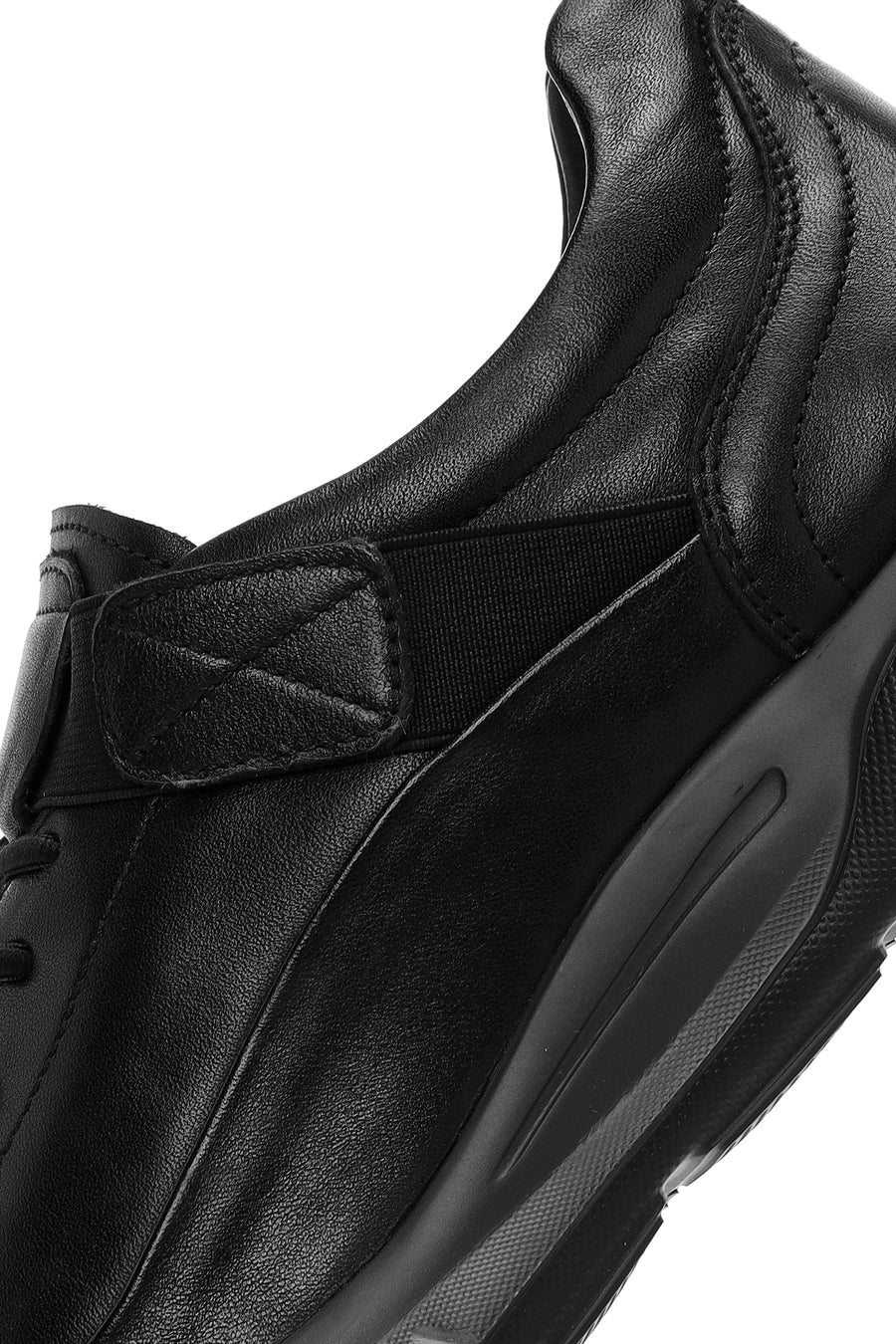 Men's Black Lace-Up Leather Casual Sneakers
