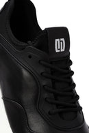 Men's Black Lace-Up Thick-Soled Leather Casual Sneakers | Derimod