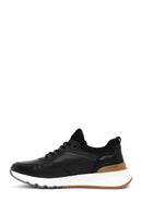 Men's Black Lace-Up Thick-Soled Leather Casual Sneakers | Derimod