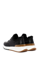 Men's Black Lace-Up Thick-Soled Leather Casual Sneakers | Derimod