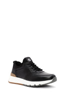 Men's Black Lace-Up Thick-Soled Leather Casual Sneakers | Derimod