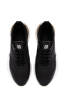 Men's Black Lace-Up Thick-Soled Leather Casual Sneakers | Derimod