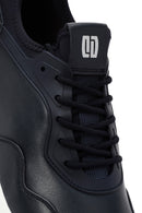 Erkek Lacivert Bağcıklı Kalın Tabanlı Deri Casual Sneaker | Derimod