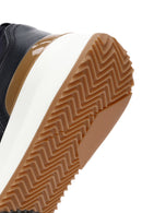 Erkek Lacivert Bağcıklı Kalın Tabanlı Deri Casual Sneaker | Derimod