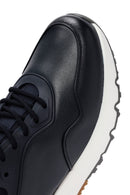 Erkek Lacivert Bağcıklı Kalın Tabanlı Deri Casual Sneaker | Derimod