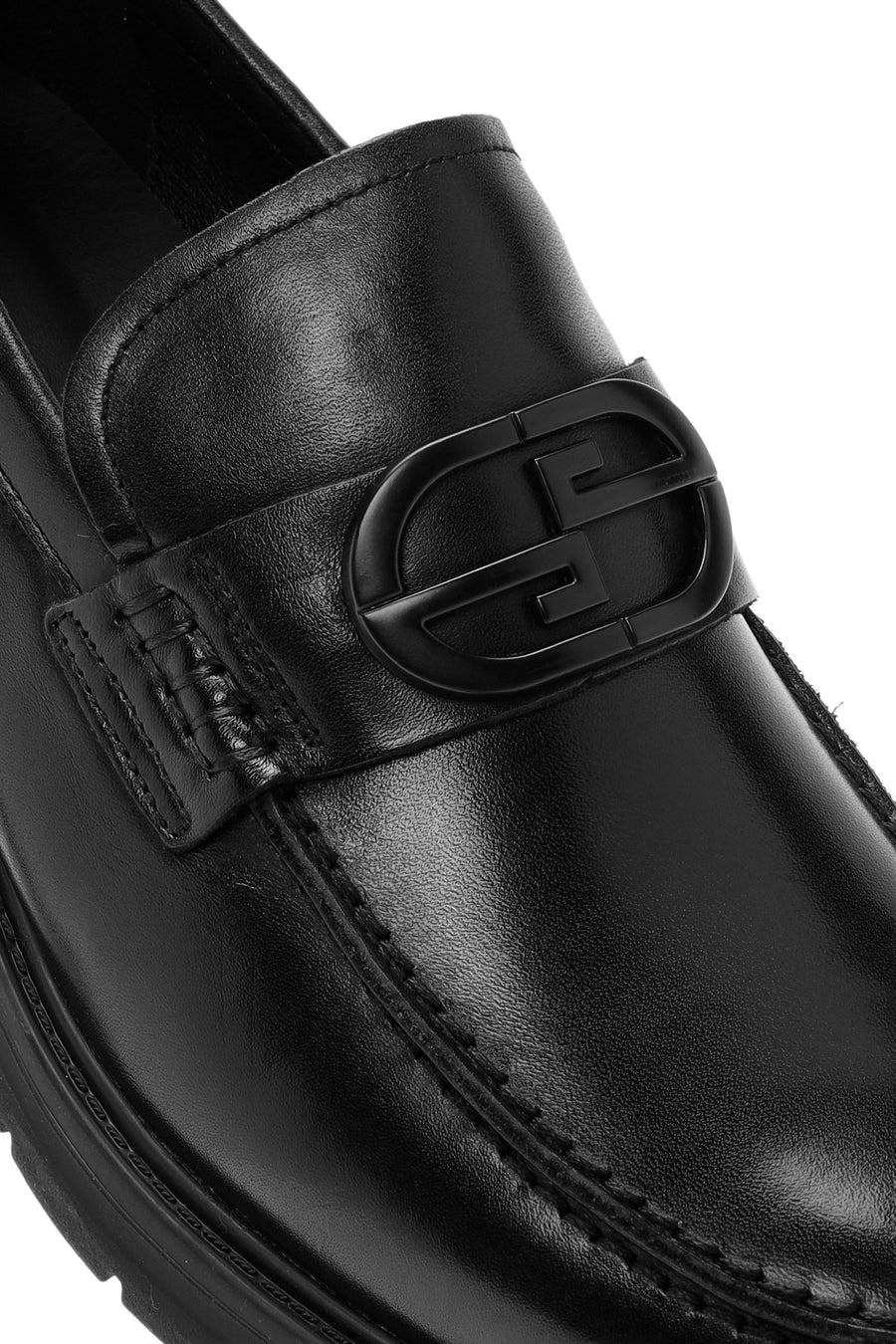 Men's Black Buckle Leather Casual Loafers