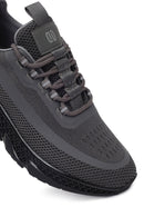 Derimod Zero Men's Grey Thick-Soled Lace-Up Fabric Sneakers | Derimod