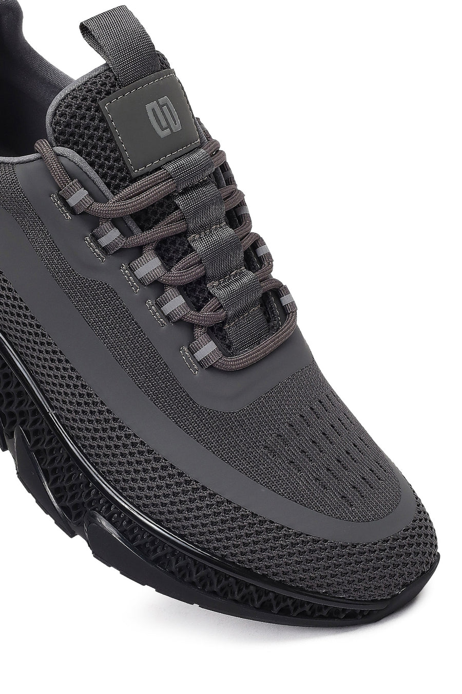 Derimod Zero Men's Grey Thick-Soled Lace-Up Fabric Sneakers